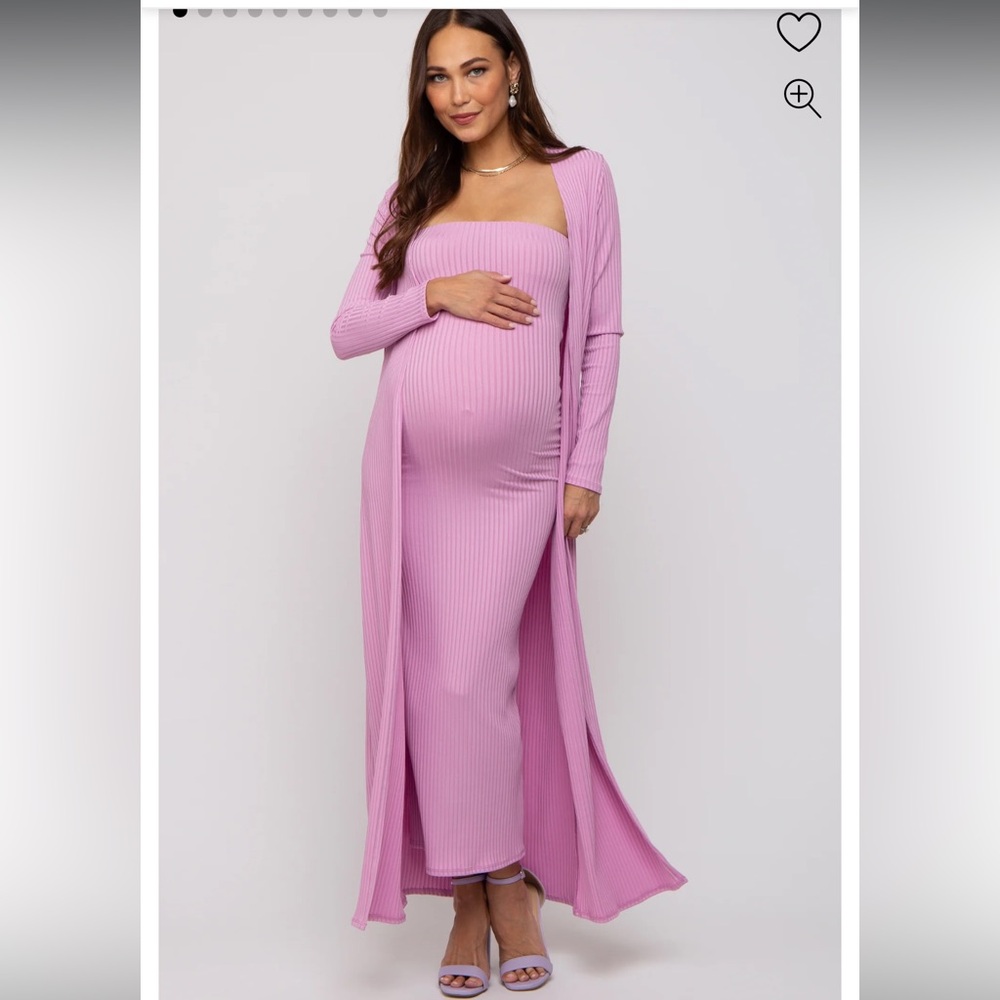 Pinkblush Lavender Ribbed Maternity Dress Set